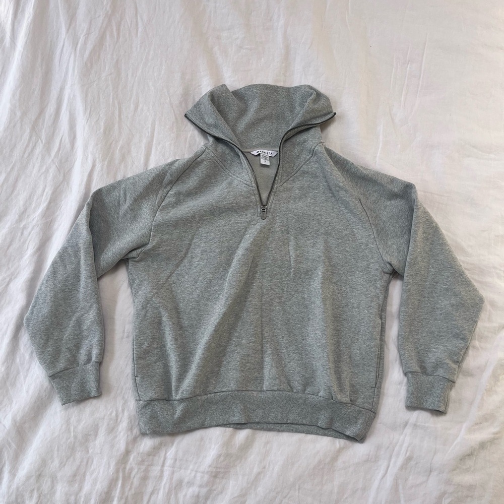 Athleta Cozy Grey Quarter Zip Sweatshirt (S)